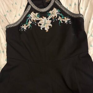 Thalia Sodi Black and White Embellished Halter Sheath Dress